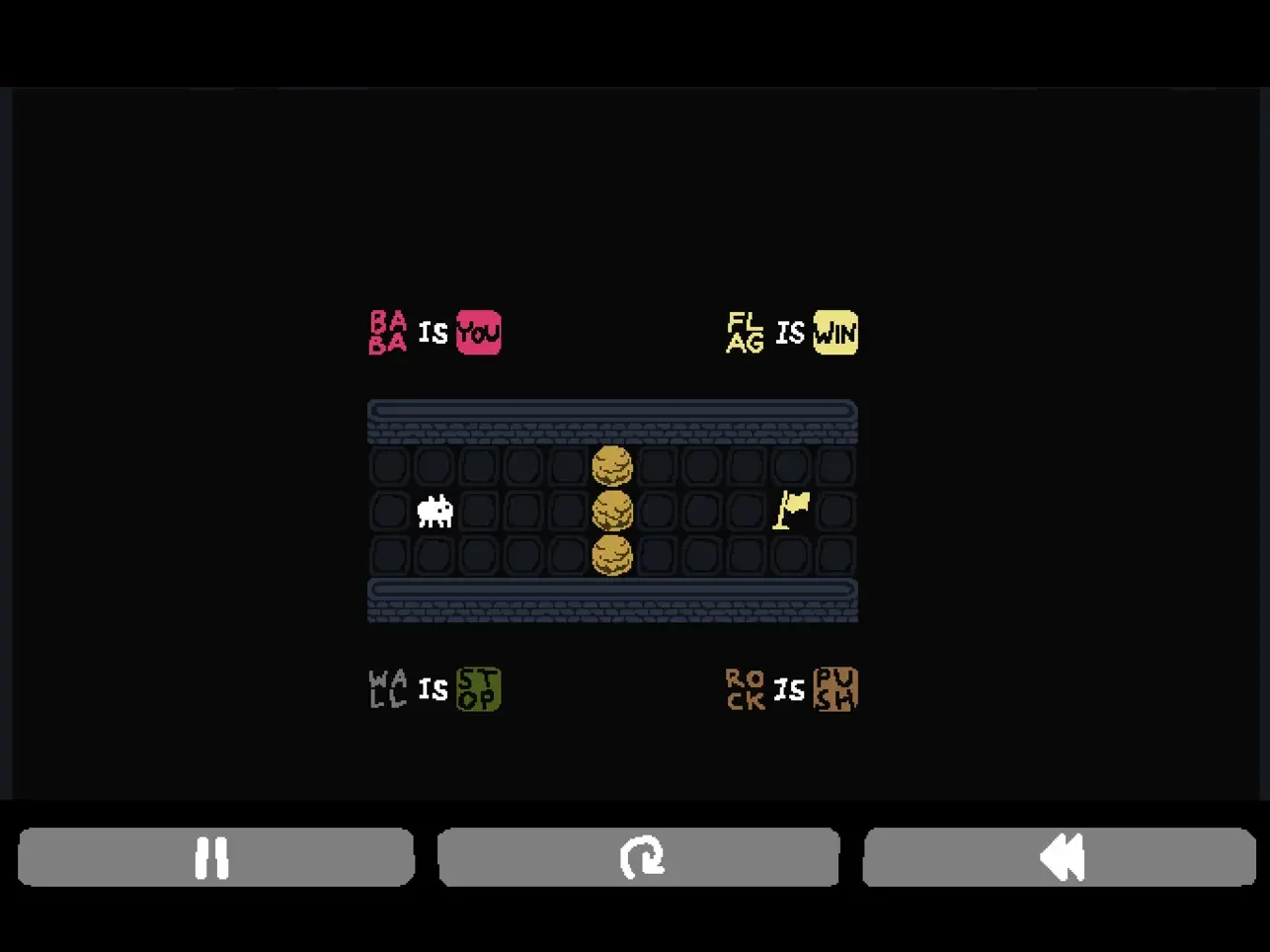 Official gameplay screenshot from Baba Is You.