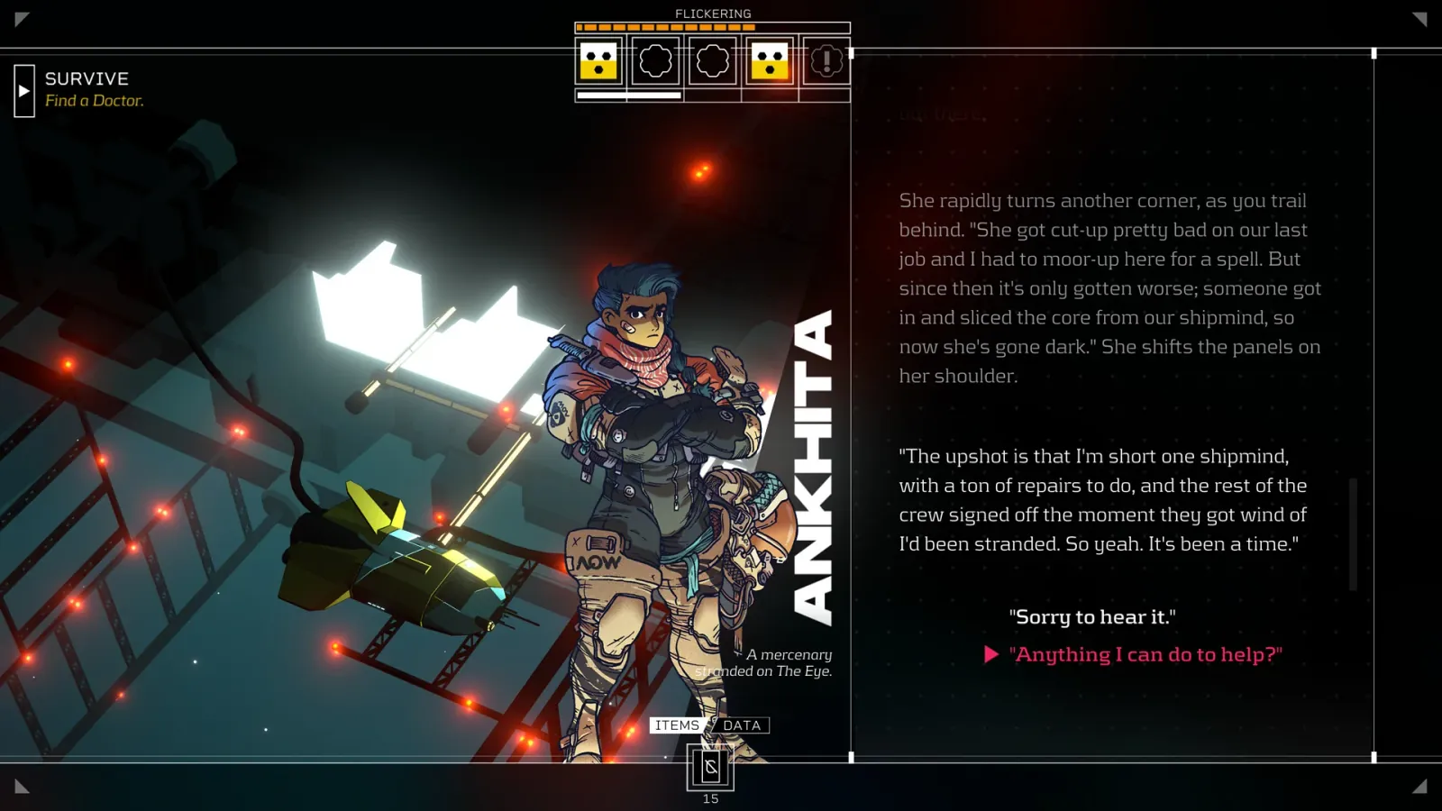 Official gameplay screenshot from Citizen Sleeper.