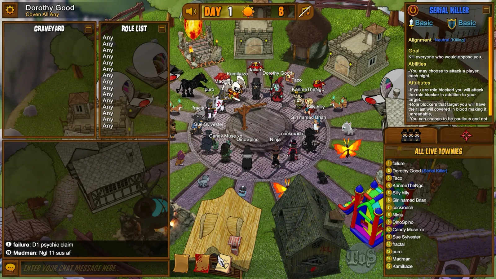Official gameplay screenshot from Town of Salem.